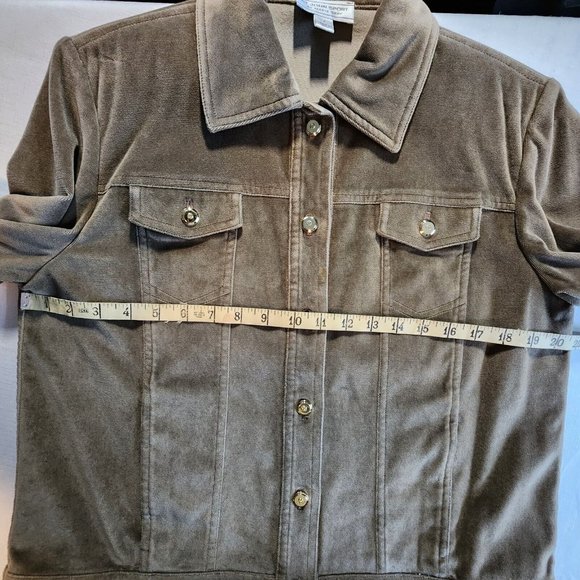 St. John Sport by Marie Gray Brown Microsuede Cropped VTG Y2K Jacket Size Small - Picture 7 of 12
